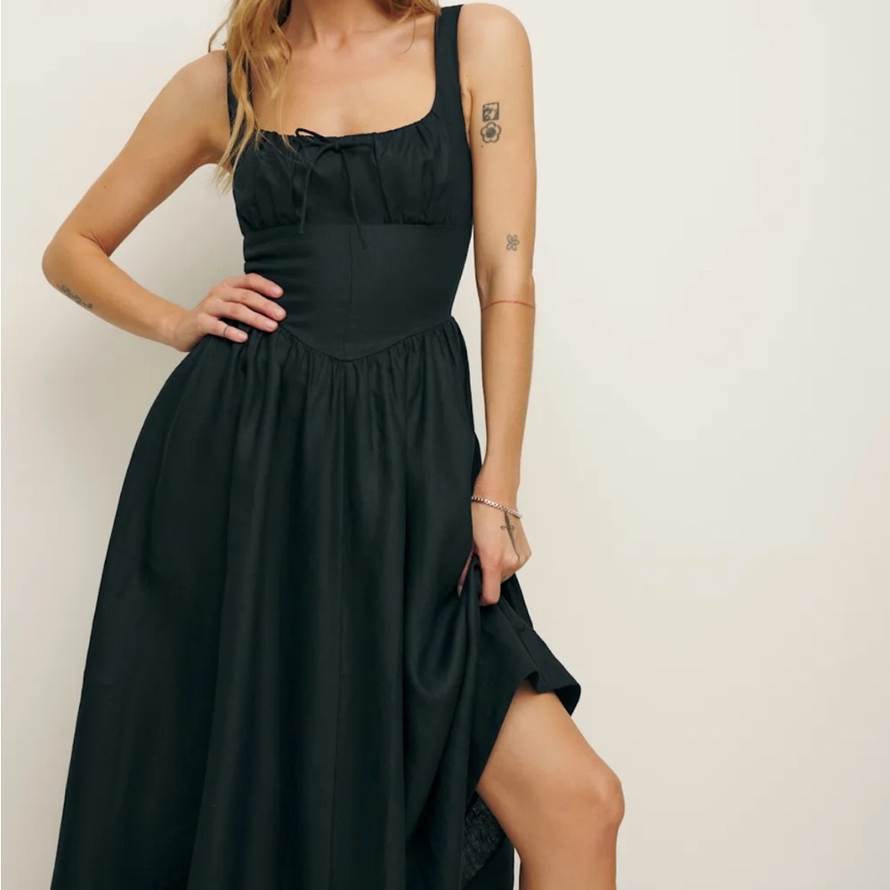 Reformation Balia Linen Dress in Black *NEW* - Picture 1 of 7